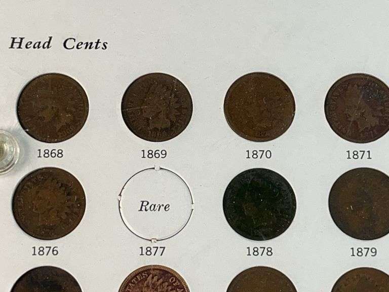 Flying Eagle and Indian Head Cents Set -Missing 1877, 1908-S, 1909-S