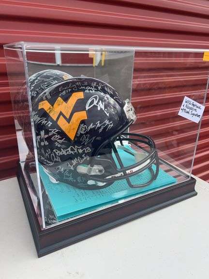 2012 WVU Football Team Autographed Helmet w/ Display Case
