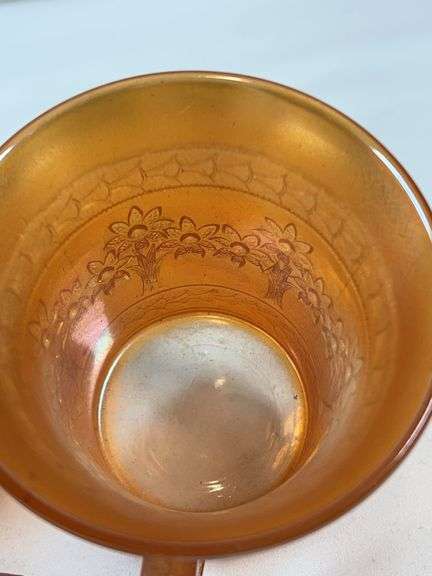 Fenton Marigold Carnival  Mug and Creamer