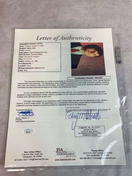Steve Jobs Signed Magazine Cover - Full JSA Letter - Kaufman