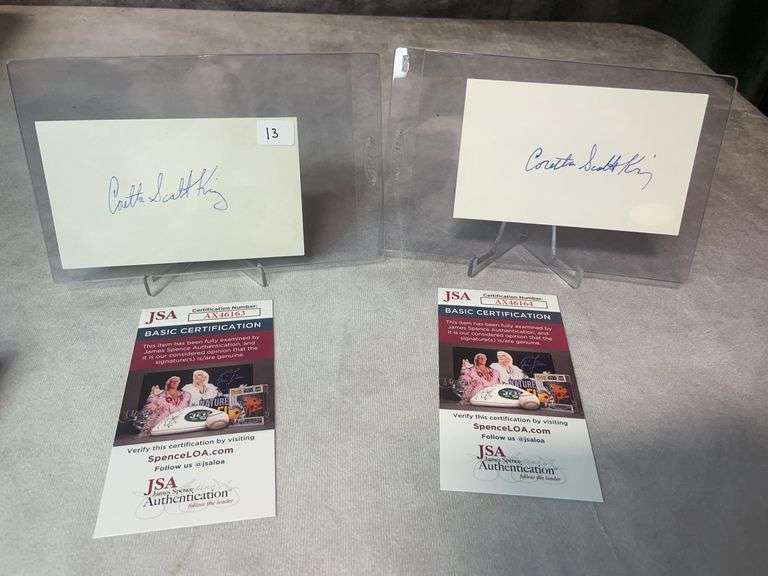 (2) Caretta Scott King Signed Index Card & - JSA