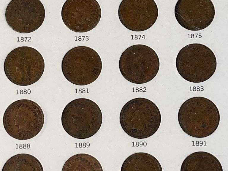 Flying Eagle and Indian Head Cents Set -Missing 1877, 1908-S, 1909-S