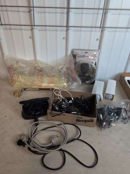 Light fixture, shower rail, walkie talkie, and miscellaneous cords