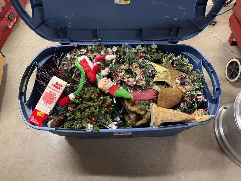 Tub of Christmas Decor.