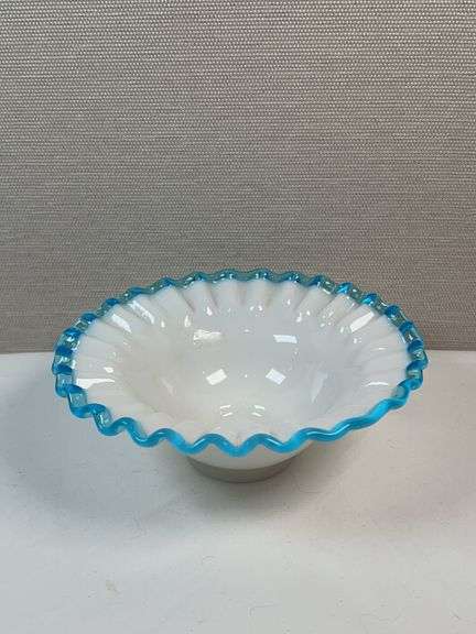 FENTON AQUA CREST FLARED BOWL