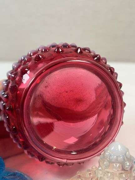 Fenton & Smith Art Glass Honey Jars – Hobnail & Daisy-Button w/ Spoons