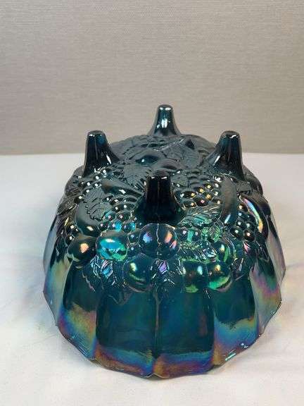 INDIANA CARNIVAL GLASS IRIDESCENT BLUE BOWL
