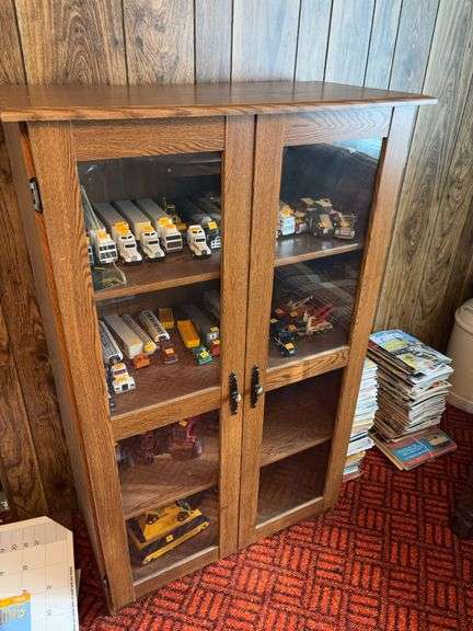 Oak Display cabinet 54”h x 32”w x 26”d contents not included