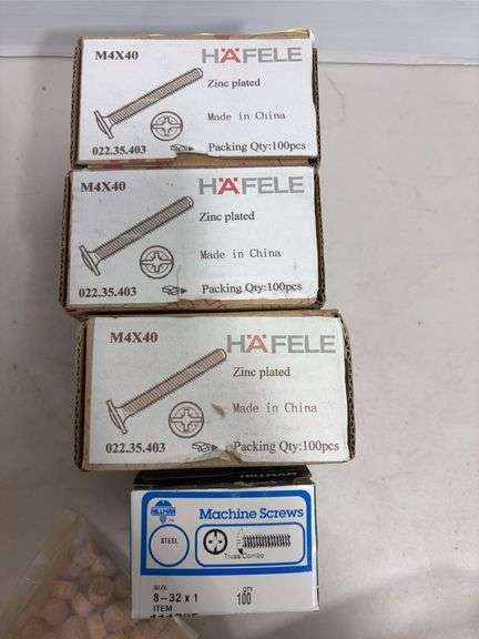 Wooden organizer box w/ fasteners, misc. hardware & more