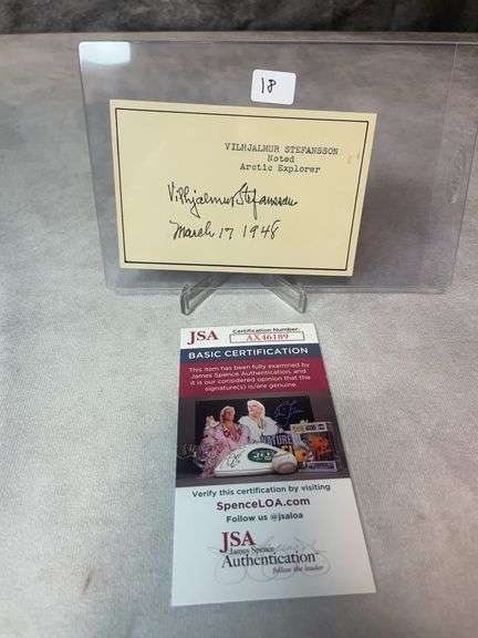 Vilhjalmur Steffansson Signed Index Card - JSA - Artic Explorer