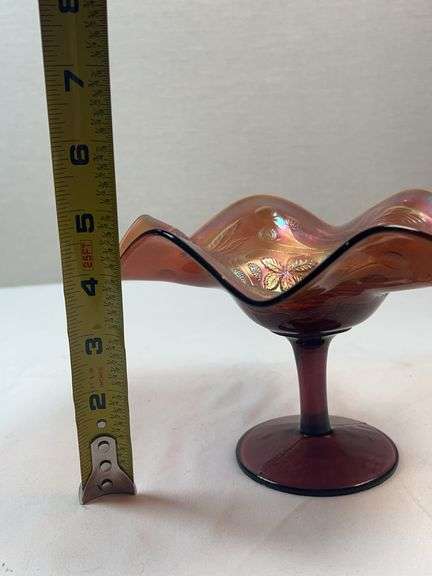 Fenton, Lavender/Amethyst, Blackberry Bramble Carnival Glass Compote