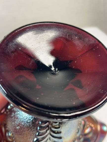 Northwood Amethyst Carnival Glass Grape & Cable Compote