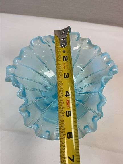 NORTHWOOD BLUE OPAL BEADED PANEL COMPOTE