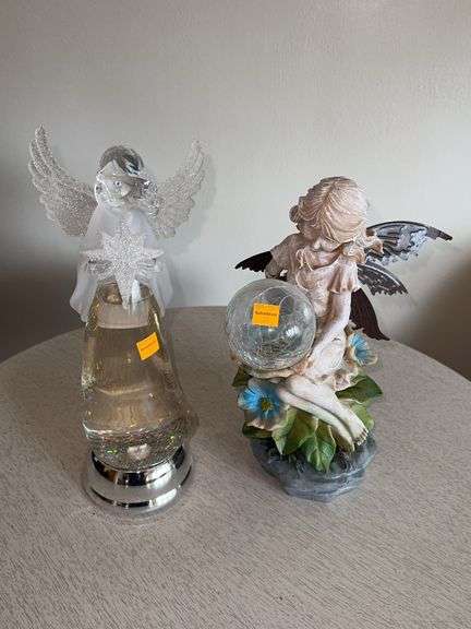 Fairy Statue with Glass Globe, Clear Glass Battery Operated Snow Globe Angel