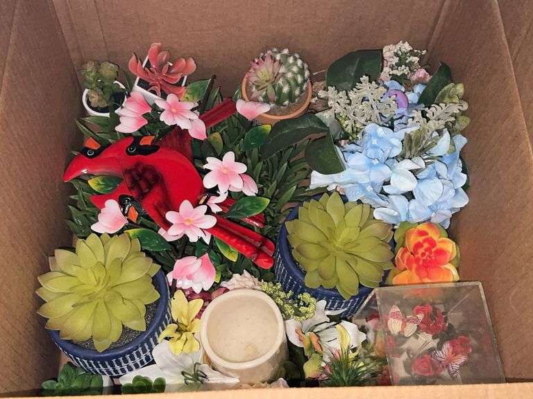 Box of Artificial Decorative Plants