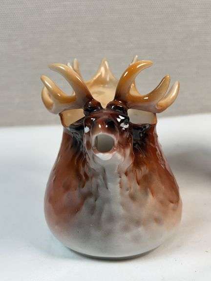 Royal Bayreuth Figural Creamer Pair – Elk & Bull