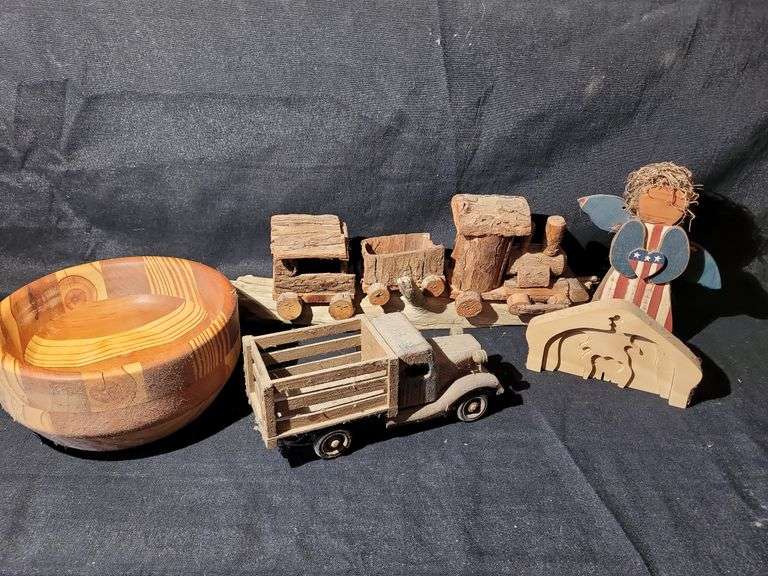 WOODEN HOUSEHOLD DECOR- TRAIN, TRUCK, NATIVITY, BOWL & ANGEL