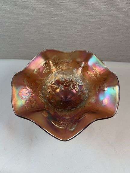 Fenton, Lavender/Amethyst, Blackberry Bramble Carnival Glass Compote