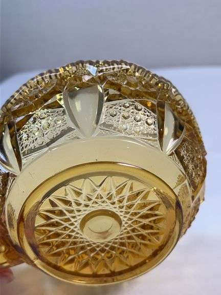 Amber EAPG “Canadian” Pattern Handled Nappy – Duncan & Miller