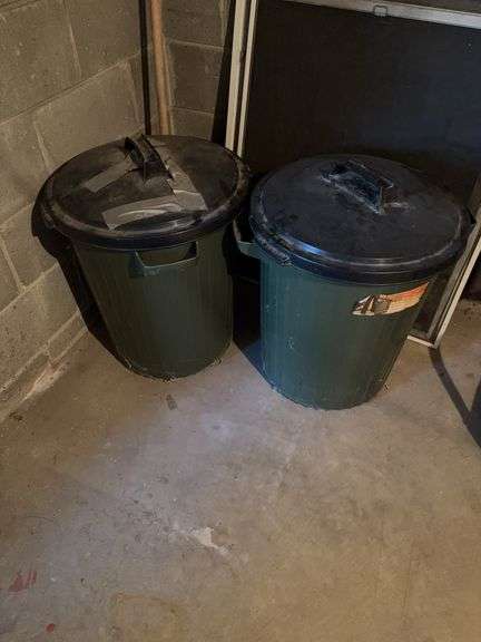 2 trash cans