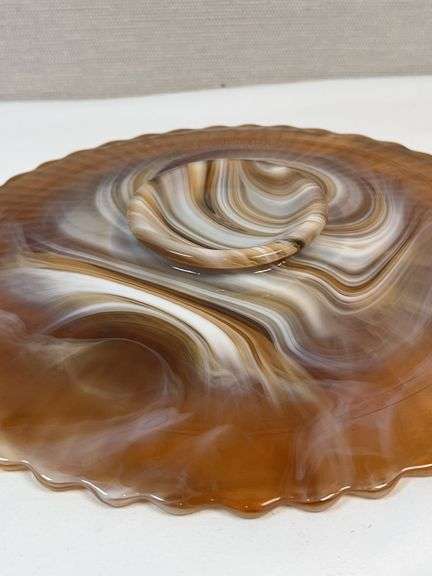 Imperial Glass – Caramel Slag Plate