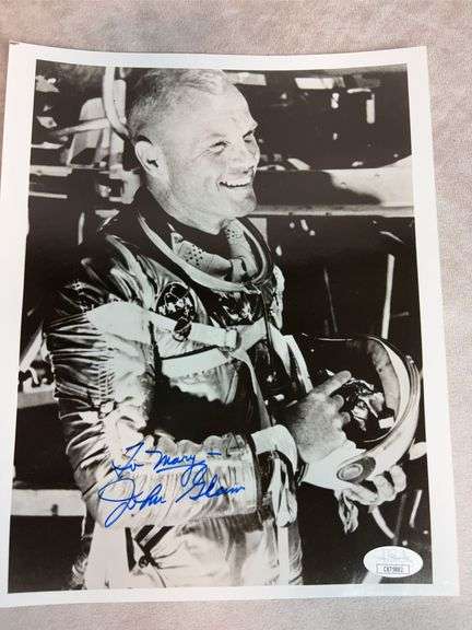 John Glenn Signed 8x10 Black and White Photo - JSA