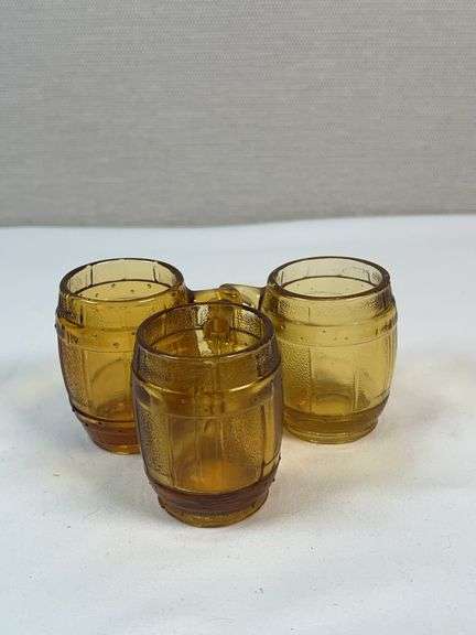 Federal Amber Triple-Barrel Shot Glass Set