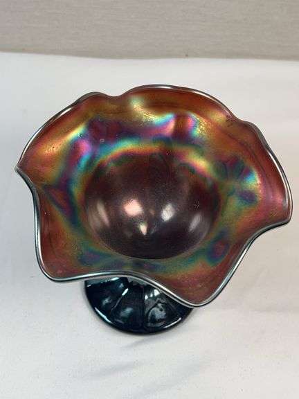 Northwood Amethyst Carnival Glass Grape & Cable Compote