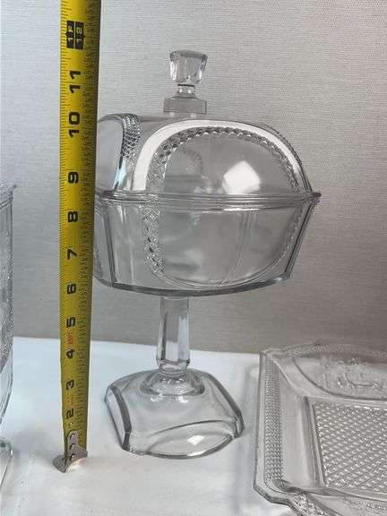 ANTIQUE MCKEE EAPG DEER AND PINE TREES GLASS SET