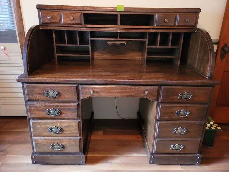 ROLL-TOP DESK- HARDWOOD - DOVETAILED