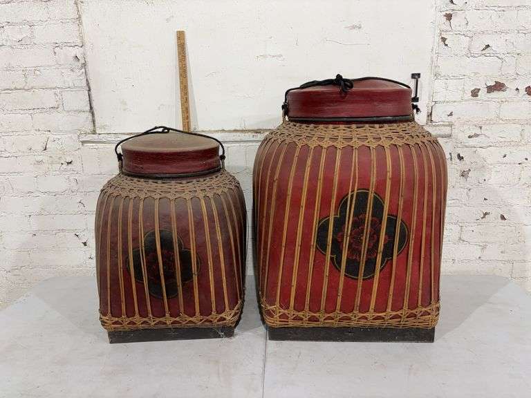 (2)-lidded baskets