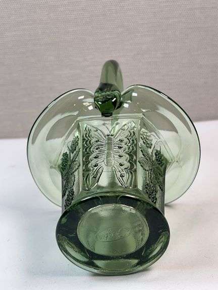 Fenton Colonial Green Embossed Basket – Orange Tree Pattern