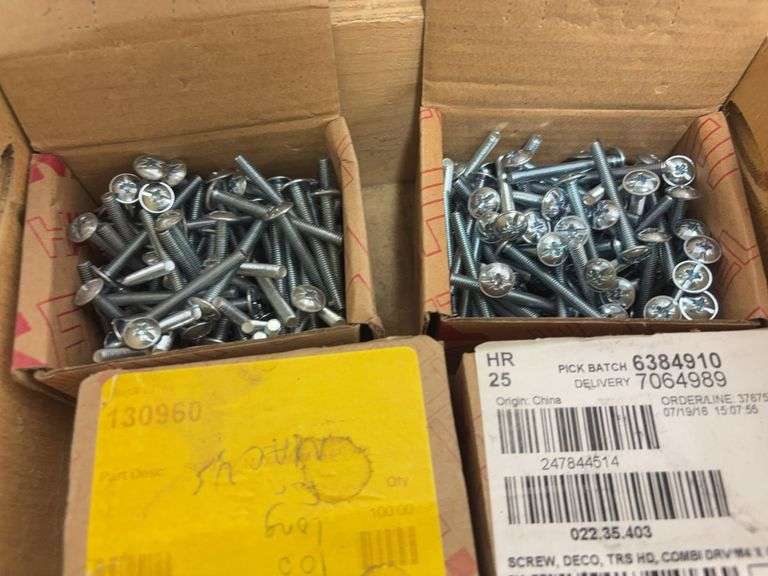 Wooden organizer box w/ fasteners, misc. hardware & more