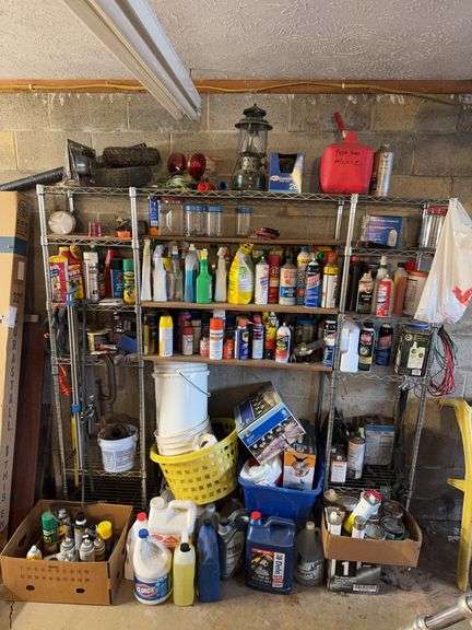 Shelf of misc. Liquids and other misc.