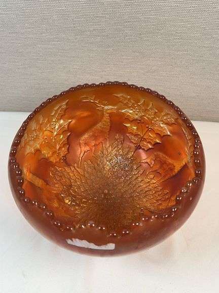 FENTON STAG AND HOLLY MARIGOLD DISH