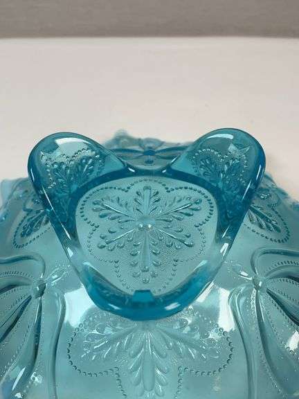 JEFFERSON BLUE OPALESCENT RUFFLED EDGE BOWL