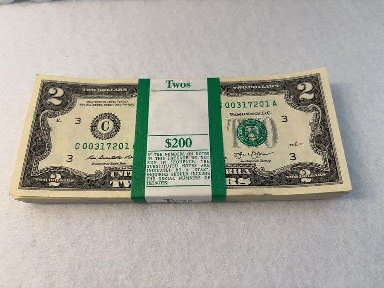 100 $2 Bills Uncirculated
