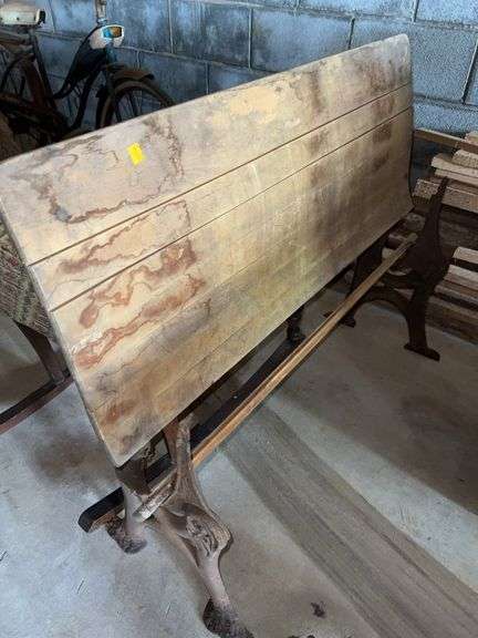 Vintage Wooden Cast Iron Bench