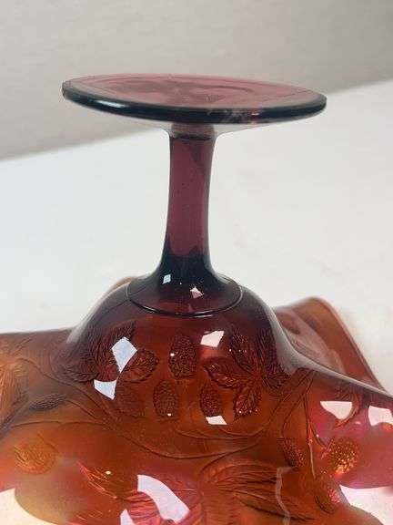 Fenton, Lavender/Amethyst, Blackberry Bramble Carnival Glass Compote