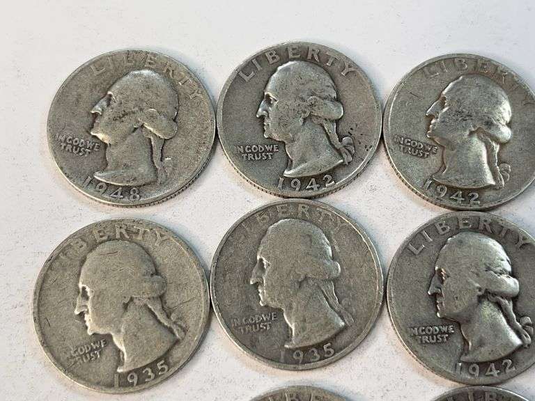 (10) Silver Washington Quarters