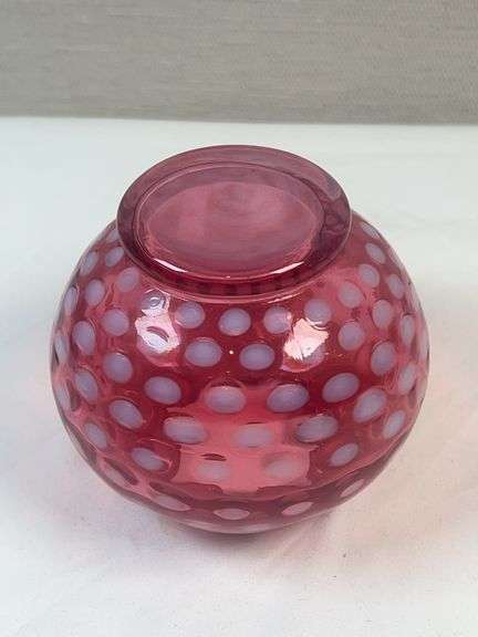 Fenton Polka Dot Cranberry Glass Bowl