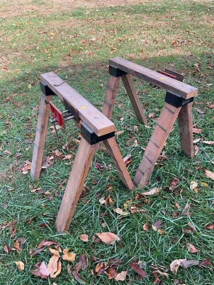 Set of (2) Wooden Sawhorses