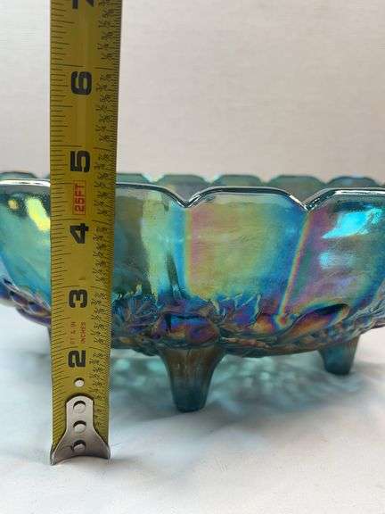 INDIANA CARNIVAL GLASS IRIDESCENT BLUE BOWL