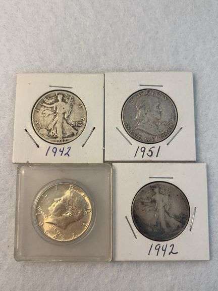 4 Mixed Silver Halves