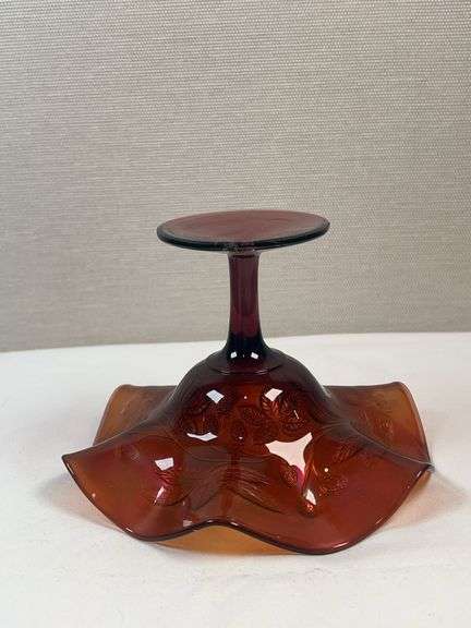 Fenton, Lavender/Amethyst, Blackberry Bramble Carnival Glass Compote