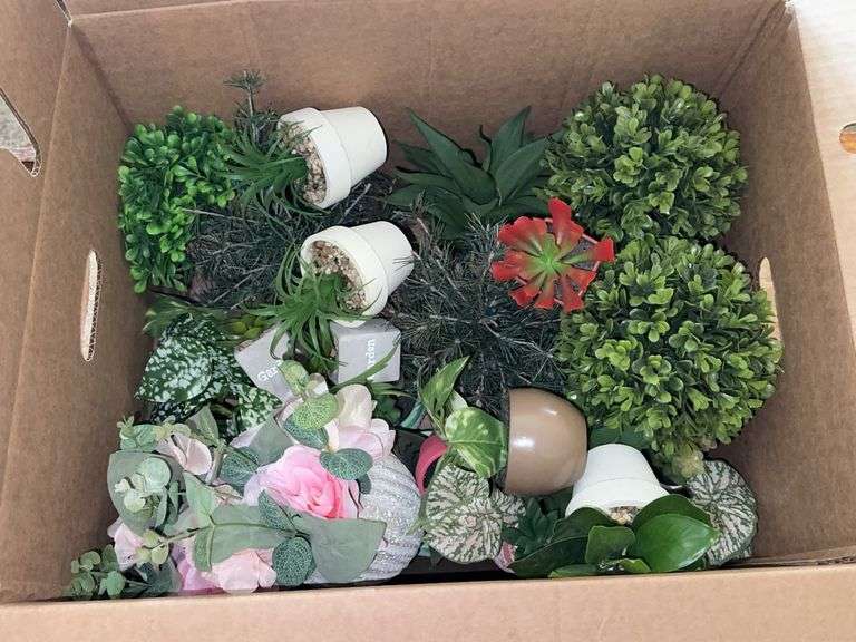 Box of Artificial Decorative Plants