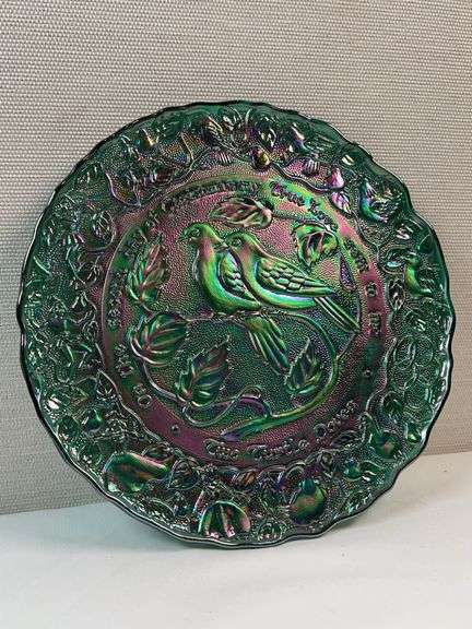 Imperial Glass “Two Turtle Doves” Carnival Plates – 2 Colors