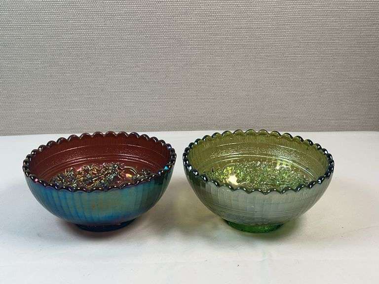 GREEN AND CARNIVAL WINDMILL CANDY DISHES