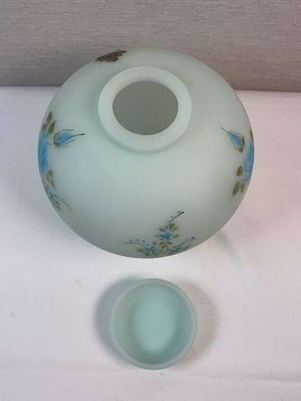 Fenton Blue Satin Ginger Jar