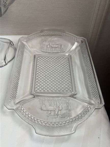 ANTIQUE MCKEE EAPG DEER AND PINE TREES GLASS SET